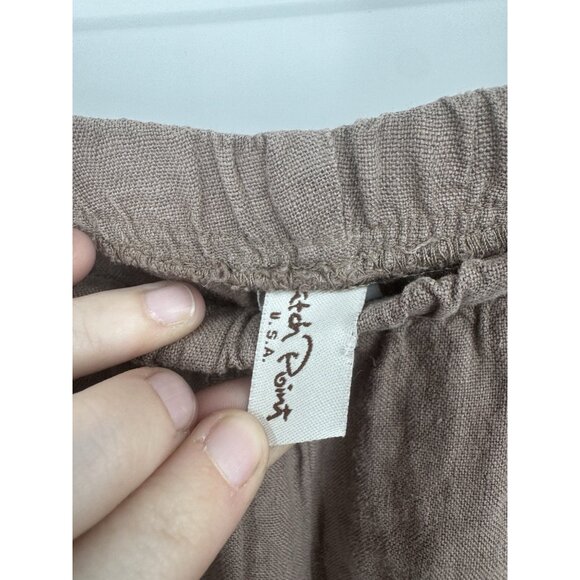 Match Point 100% Linen USA Made Wide Leg Pant Women M Brown Lagenlook Minimalist - Picture 3 of 7
